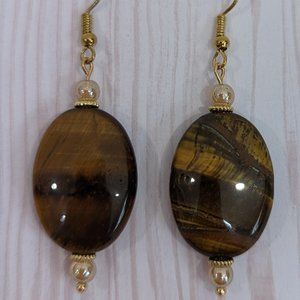 Tiger eye & glass bead earrings.